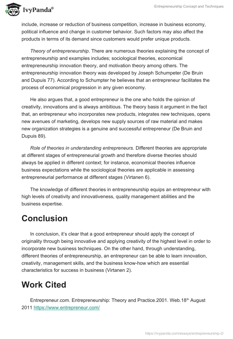Entrepreneurship Concept and Techniques. Page 2