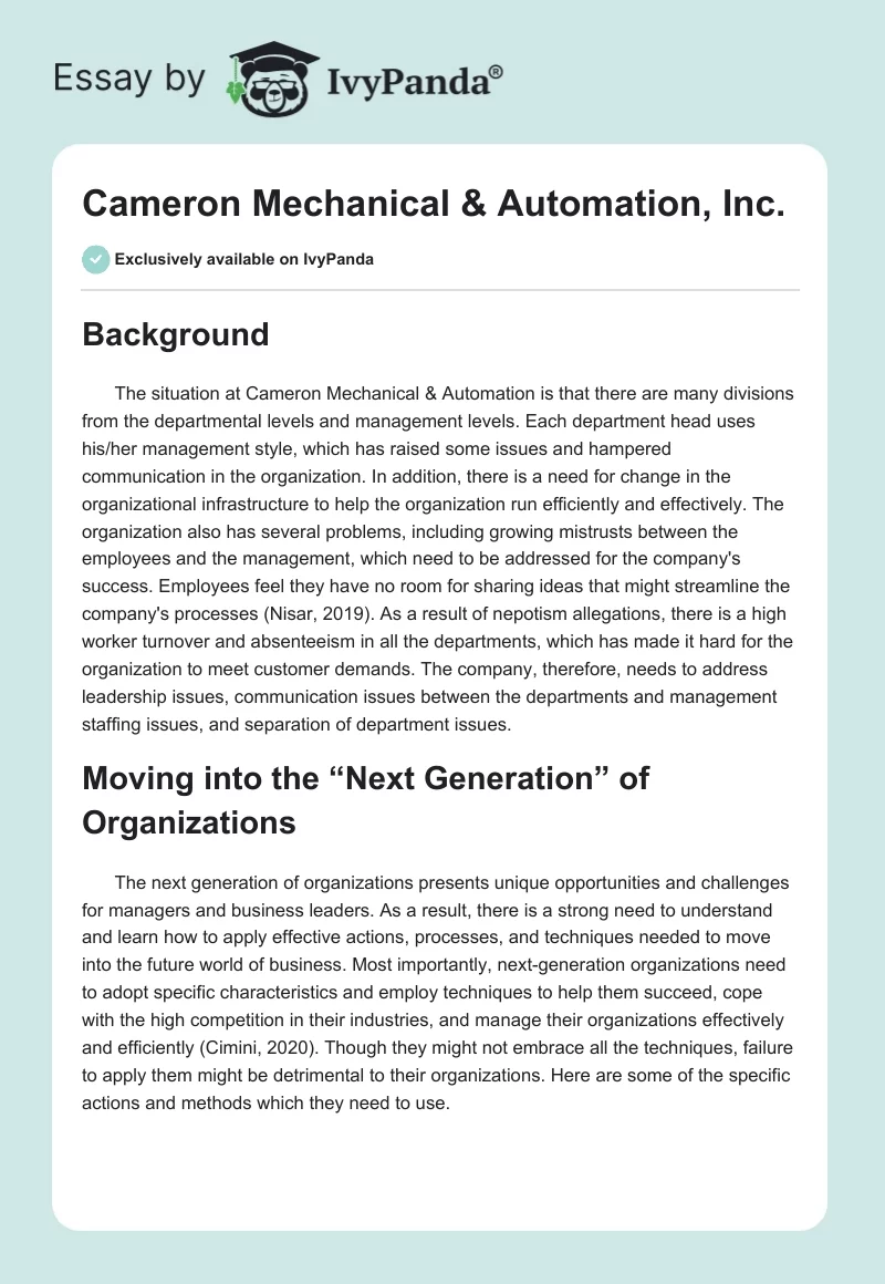 Cameron Mechanical & Automation, Inc.. Page 1