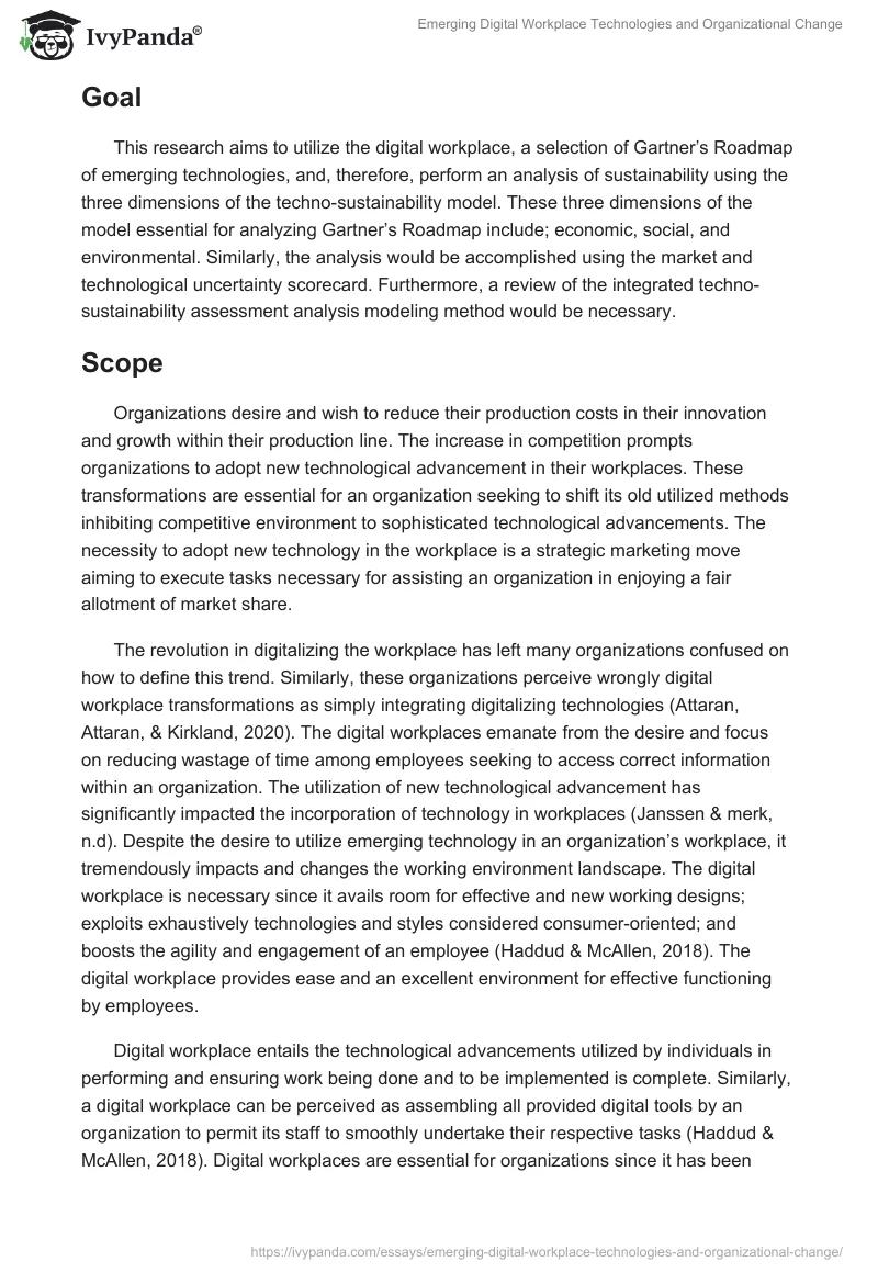 Emerging Digital Workplace Technologies and Organizational Change. Page 2