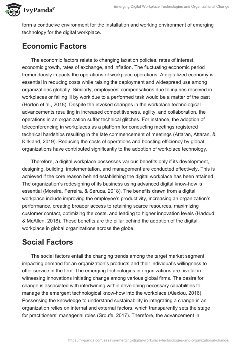 Emerging Digital Workplace Technologies and Organizational Change. Page 4