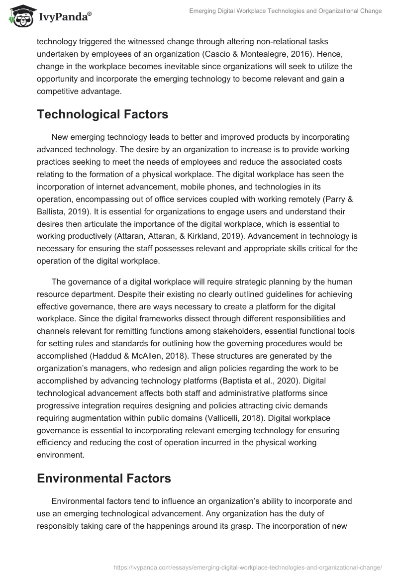 Emerging Digital Workplace Technologies and Organizational Change. Page 5