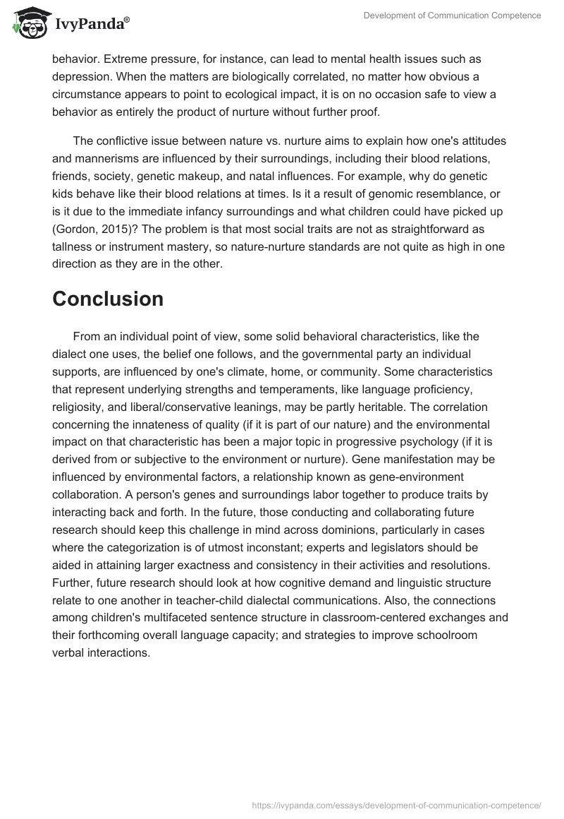 Development of Communication Competence. Page 5