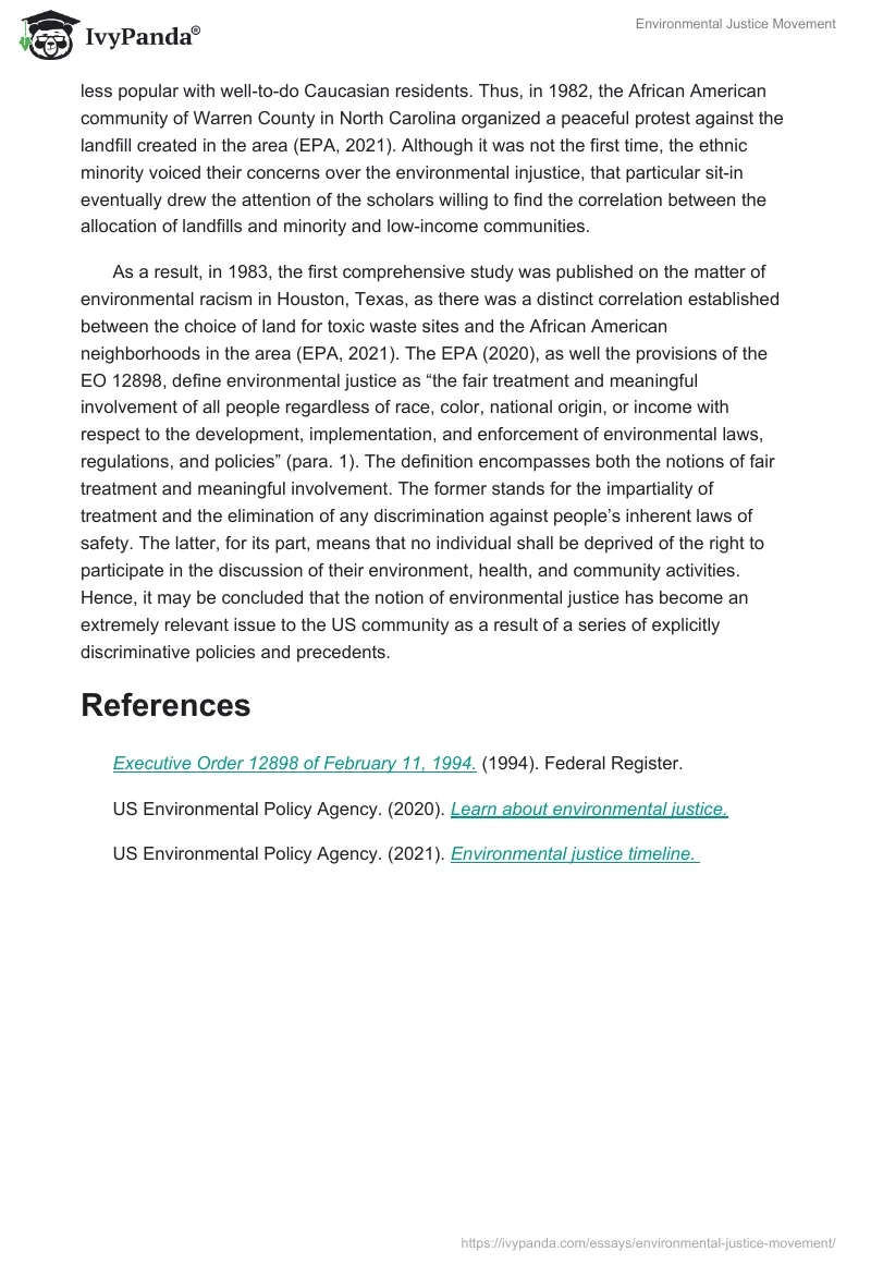 Environmental Justice Movement. Page 2
