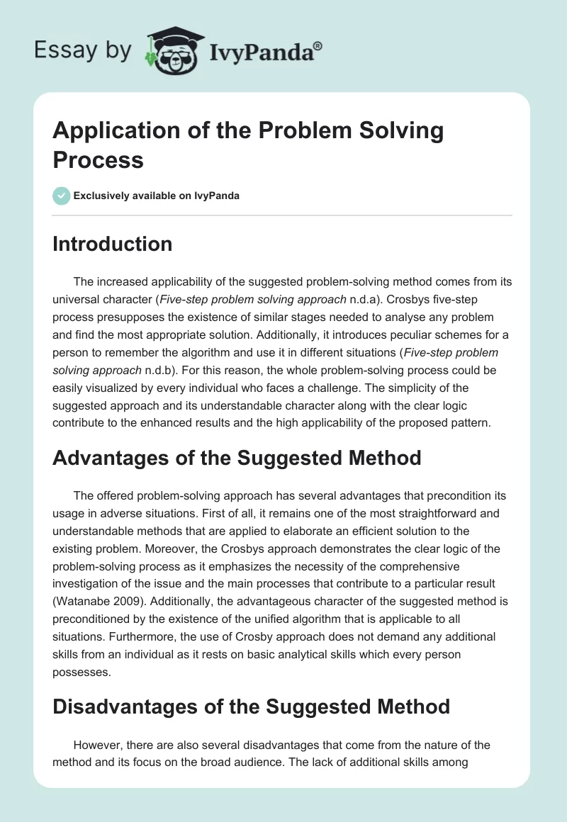 Application of the Problem Solving Process. Page 1