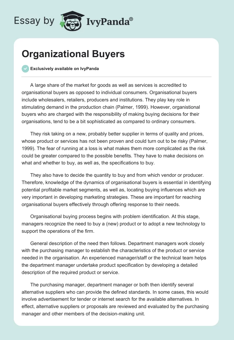 Organizational Buyers. Page 1
