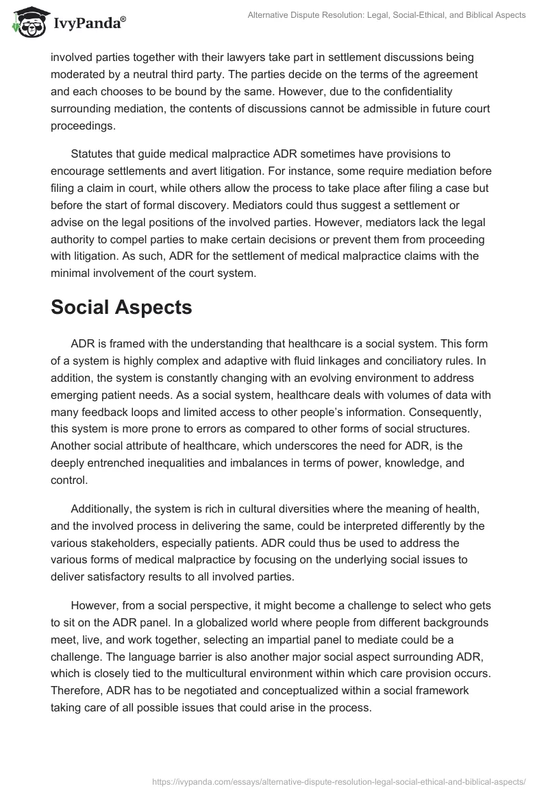 Alternative Dispute Resolution: Legal, Social-Ethical, and Biblical Aspects. Page 2