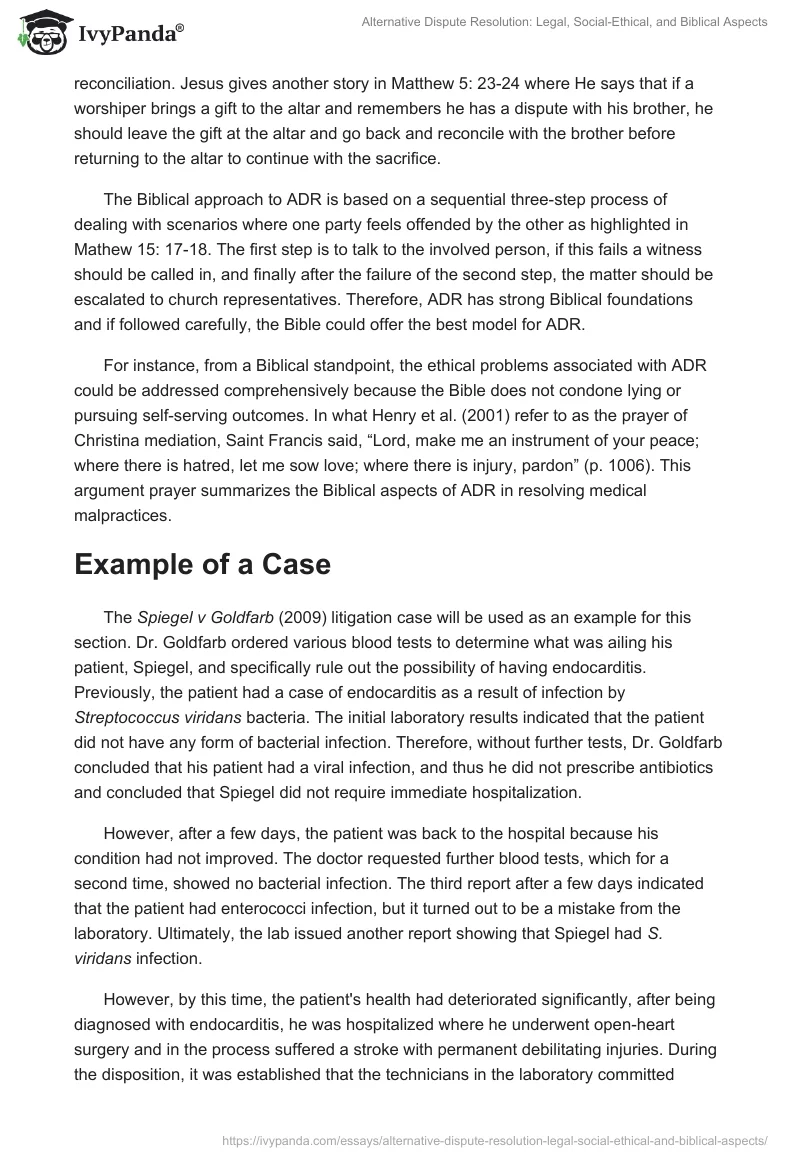 Alternative Dispute Resolution: Legal, Social-Ethical, and Biblical Aspects. Page 4