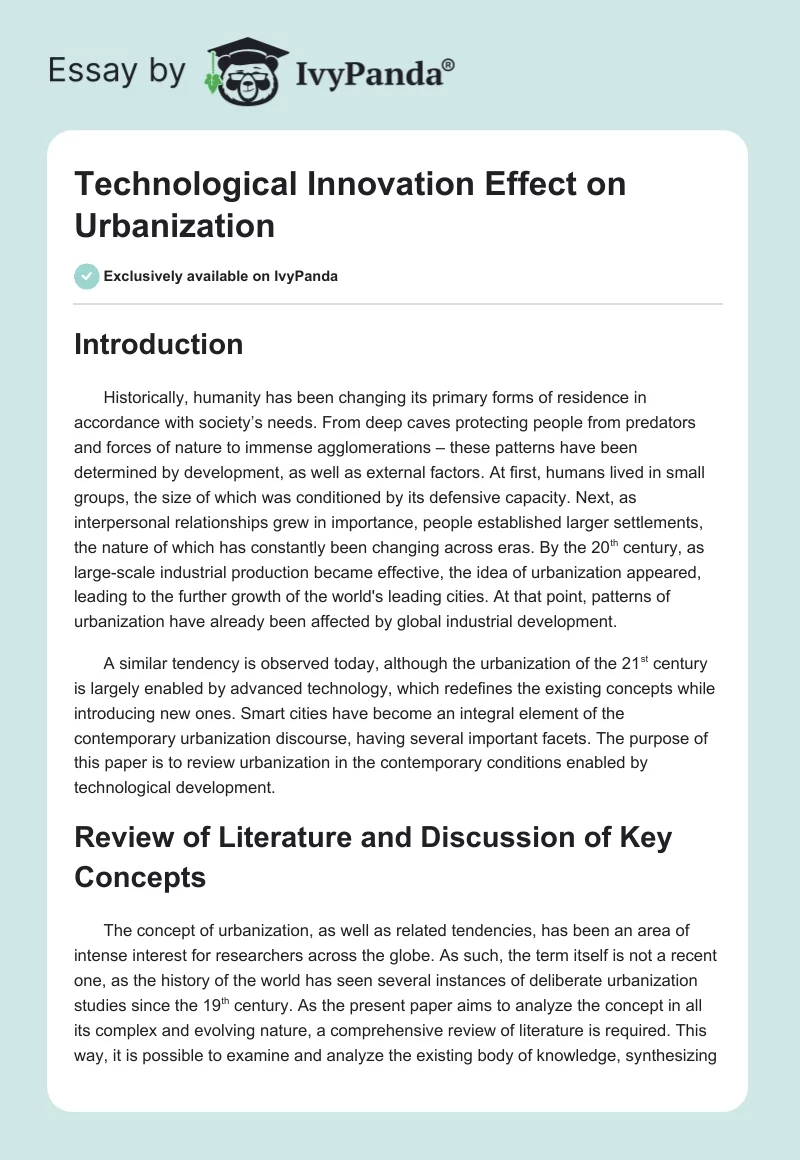 Technological Innovation Effect on Urbanization. Page 1