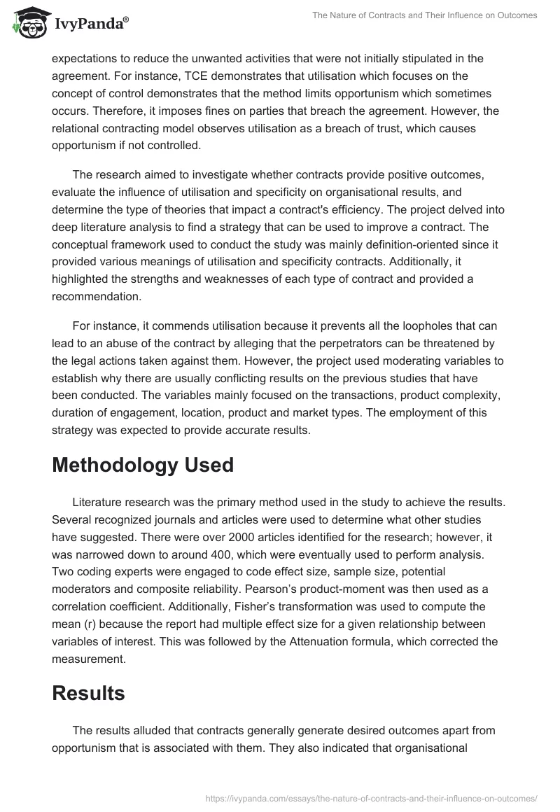 The Nature of Contracts and Their Influence on Outcomes. Page 2