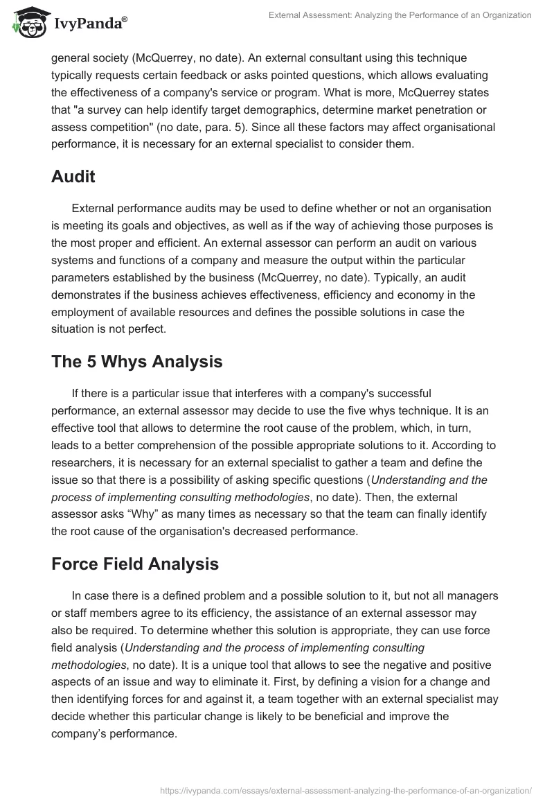 External Assessment: Analyzing the Performance of an Organization. Page 3