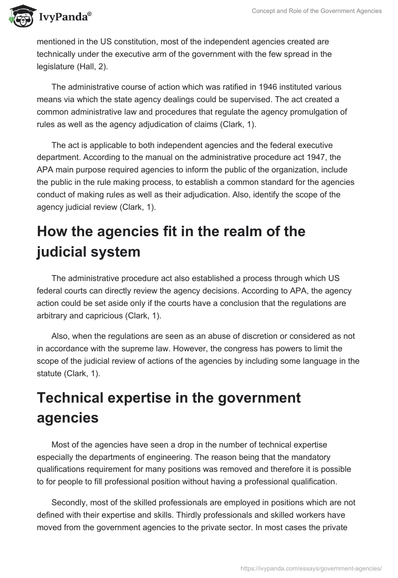 Concept and Role of the Government Agencies. Page 2