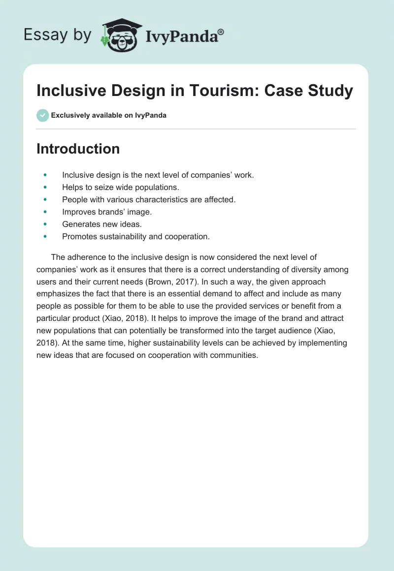 Inclusive Design in Tourism: Case Study. Page 1