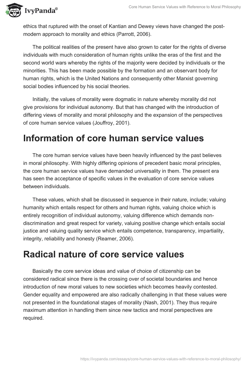 Core Human Service Values with Reference to Moral Philosophy. Page 4