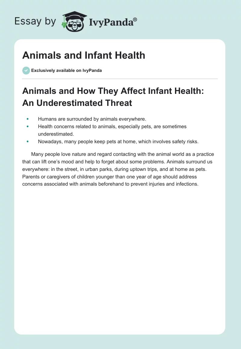 Animals and Infant Health. Page 1