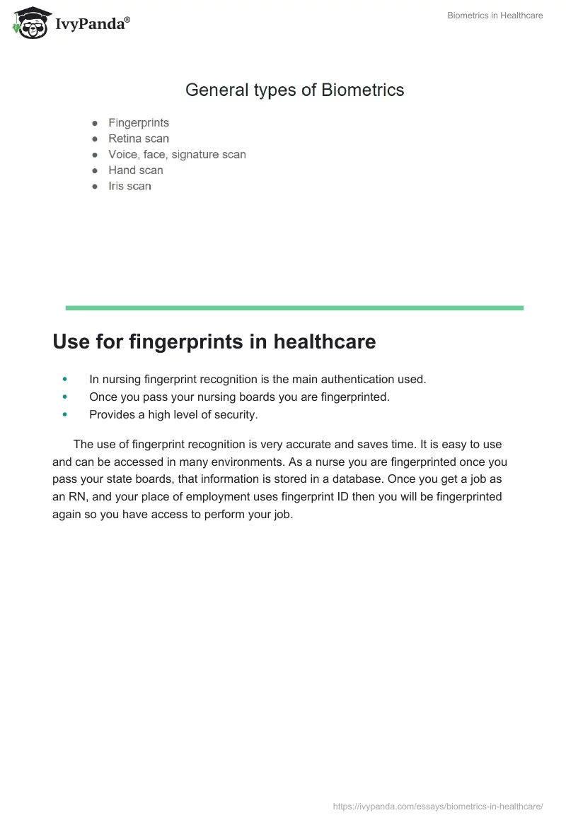 Biometrics in Healthcare. Page 3