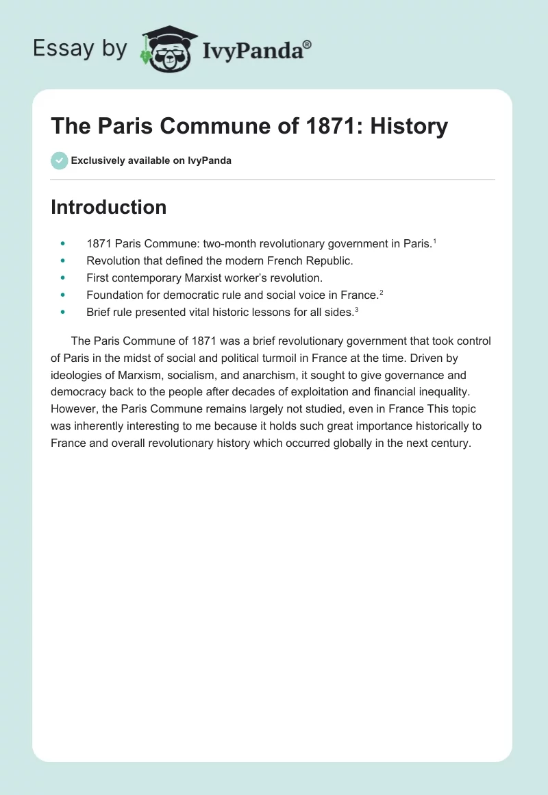 The Paris Commune of 1871: History. Page 1