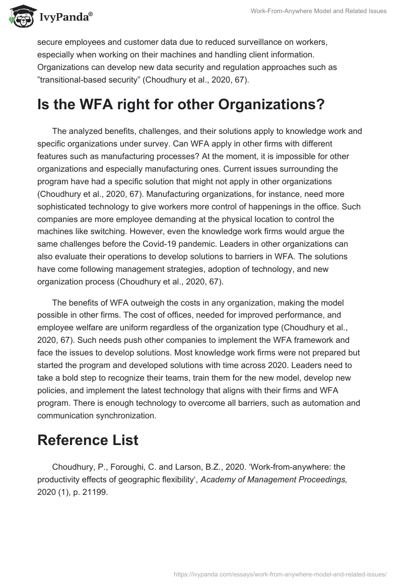 Work-From-Anywhere Model and Related Issues. Page 2