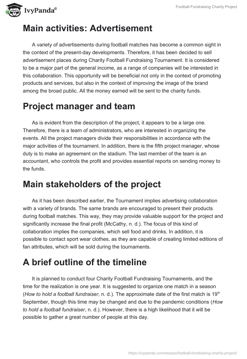 Football Fundraising Charity Project. Page 3