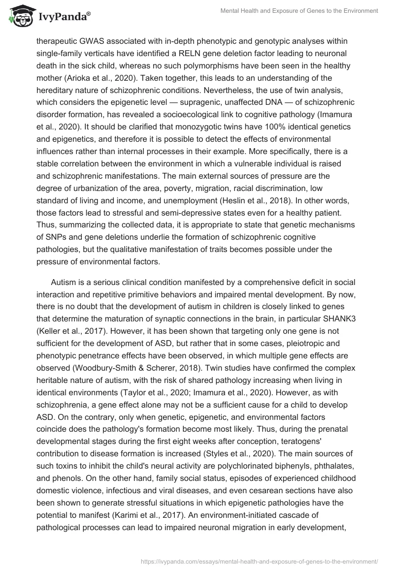 Mental Health and Exposure of Genes to the Environment. Page 2