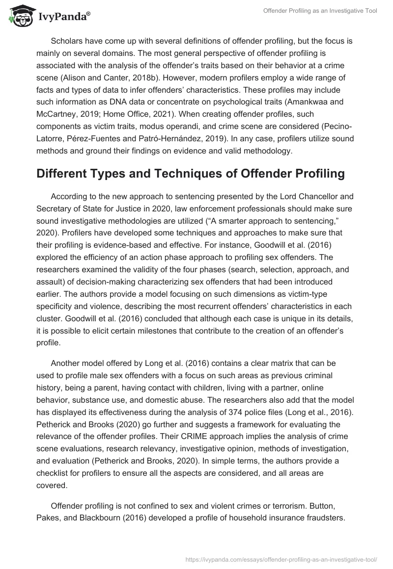Offender Profiling as an Investigative Tool. Page 2