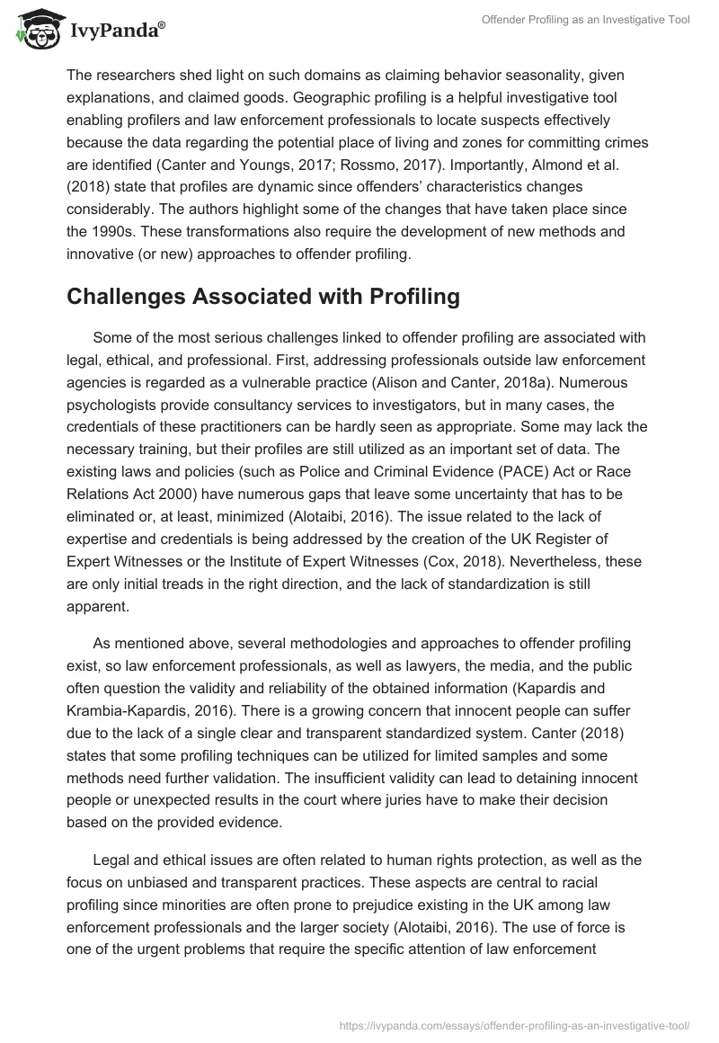 Offender Profiling as an Investigative Tool. Page 3