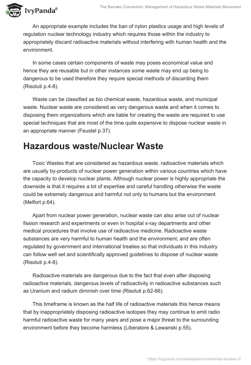 The Bamako Convention: Management of Hazardous Waste Materials Movement. Page 2