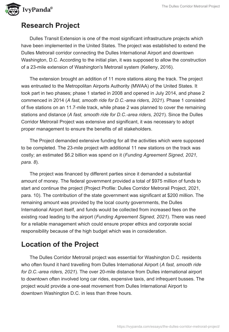 The Dulles Corridor Metrorail Project. Page 2