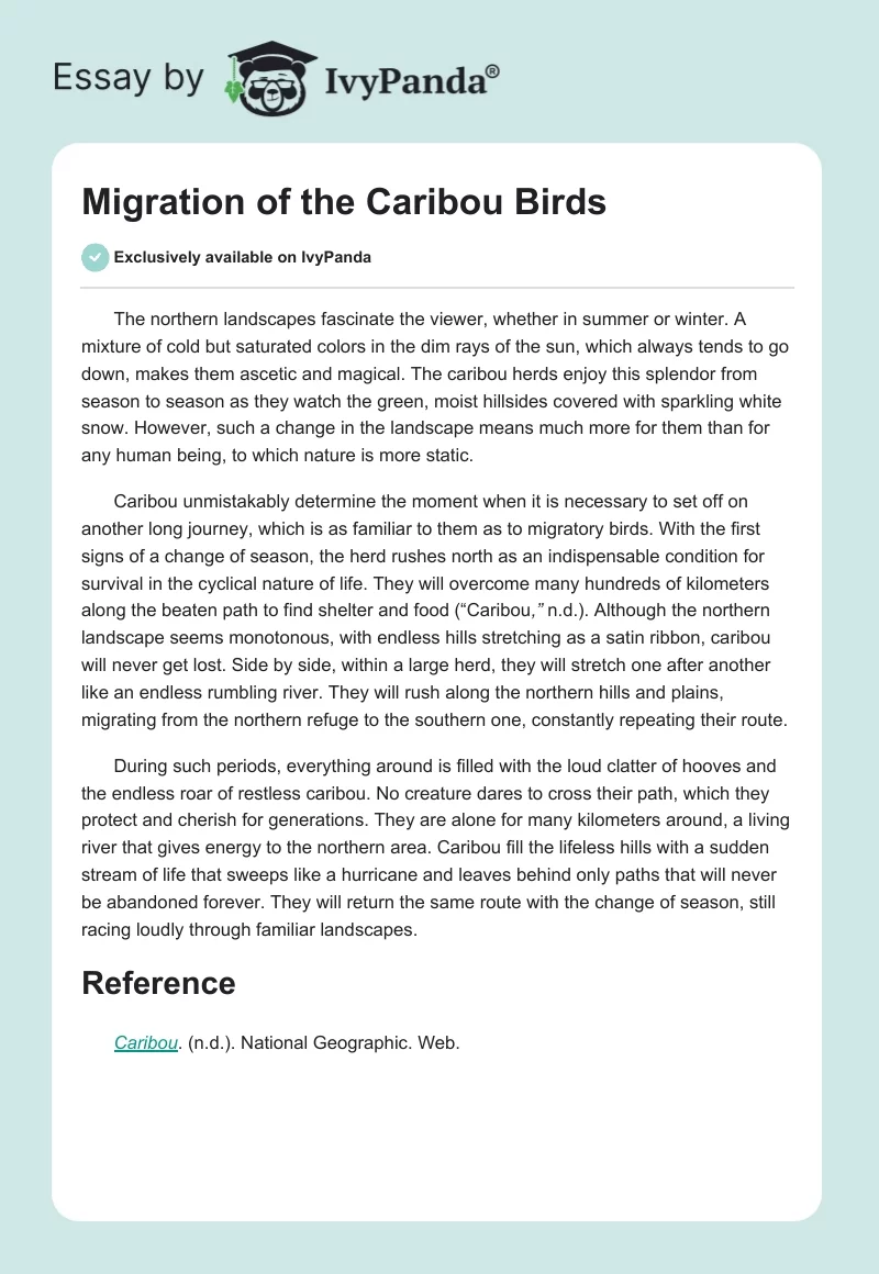 Migration of the Caribou Birds. Page 1