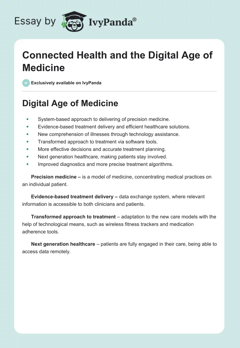 Connected Health and the Digital Age of Medicine. Page 1