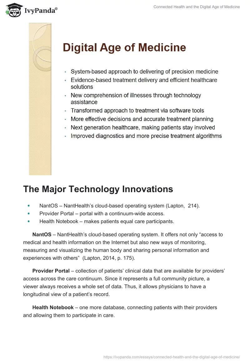 Connected Health and the Digital Age of Medicine. Page 2