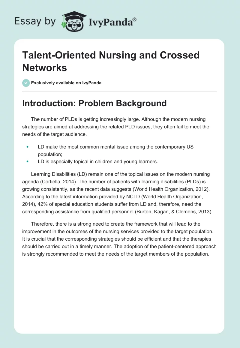 Talent-Oriented Nursing and Crossed Networks. Page 1