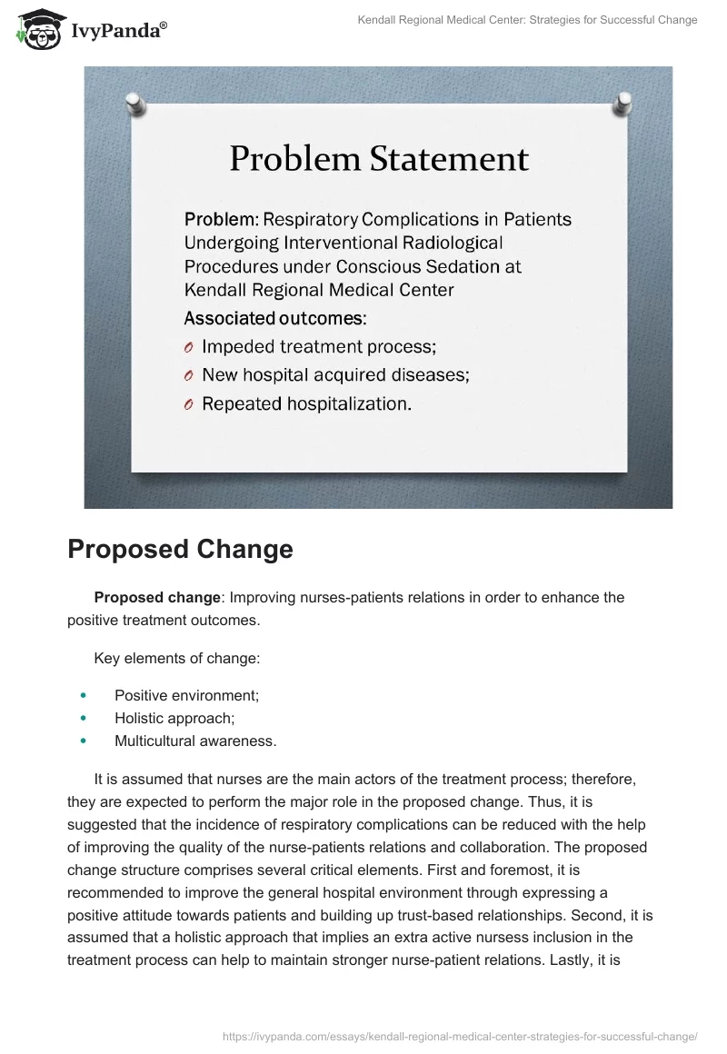 Kendall Regional Medical Center: Strategies for Successful Change. Page 2