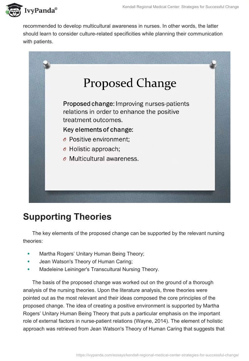 Kendall Regional Medical Center: Strategies for Successful Change. Page 3