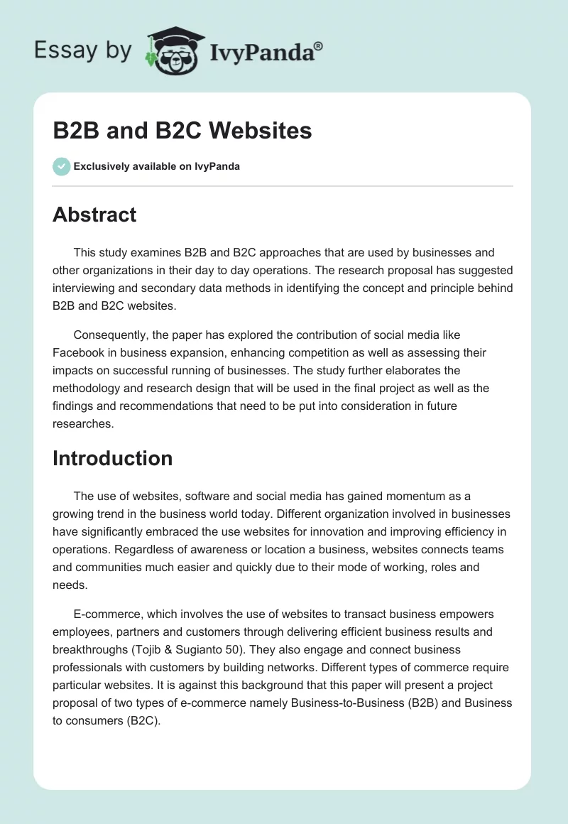 B2B and B2C Websites. Page 1