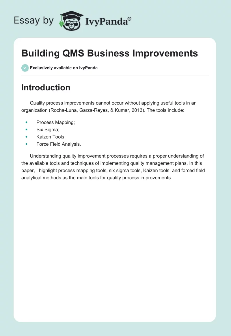 Building QMS Business Improvements. Page 1