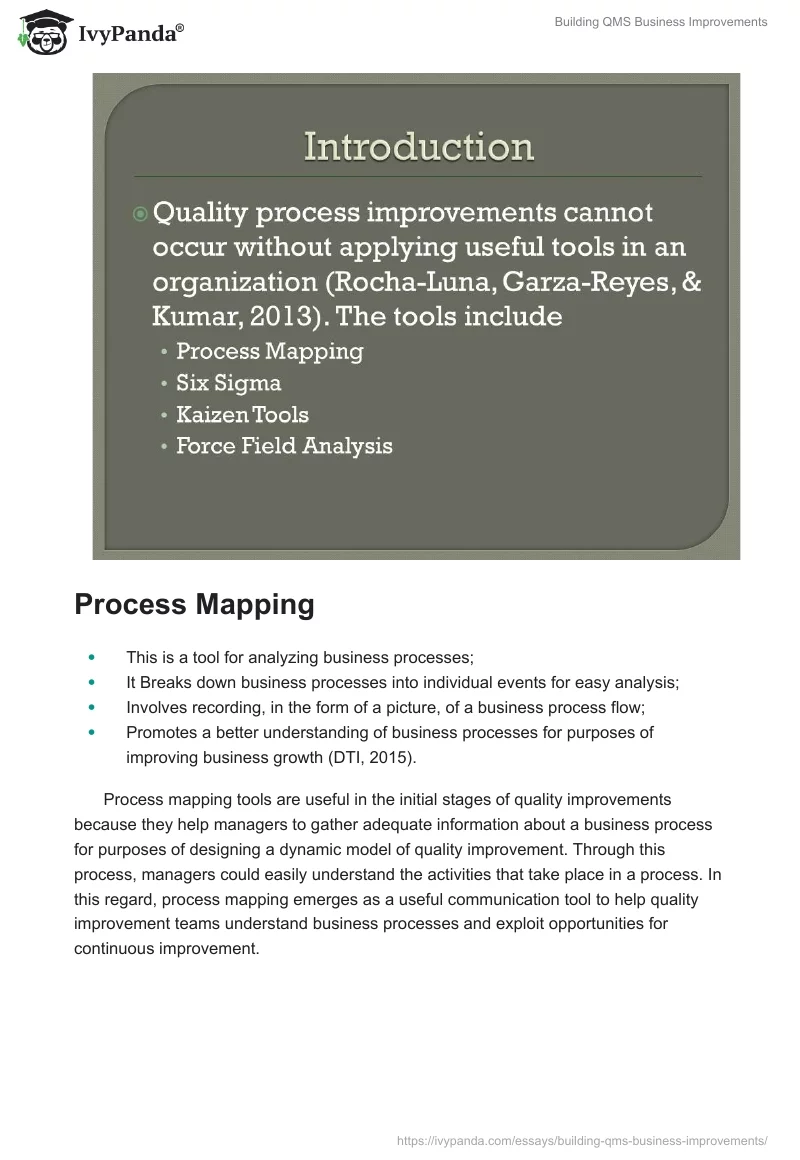 Building QMS Business Improvements. Page 2