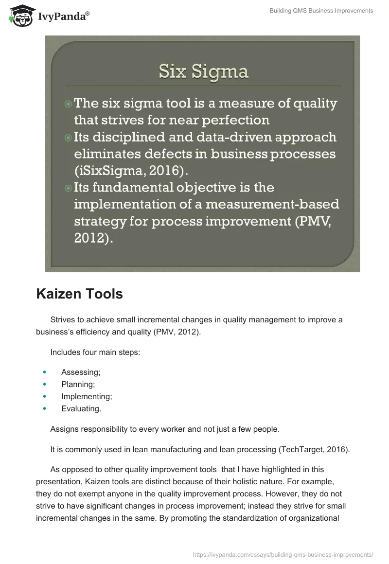 Building QMS Business Improvements. Page 4