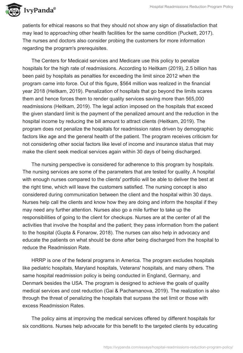 Hospital Readmissions Reduction Program Policy. Page 2