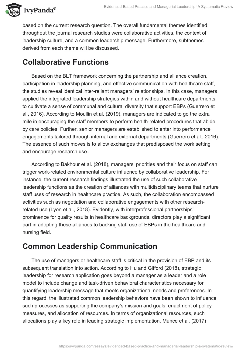 Evidenced-Based Practice and Managerial Leadership: A Systematic Review. Page 3