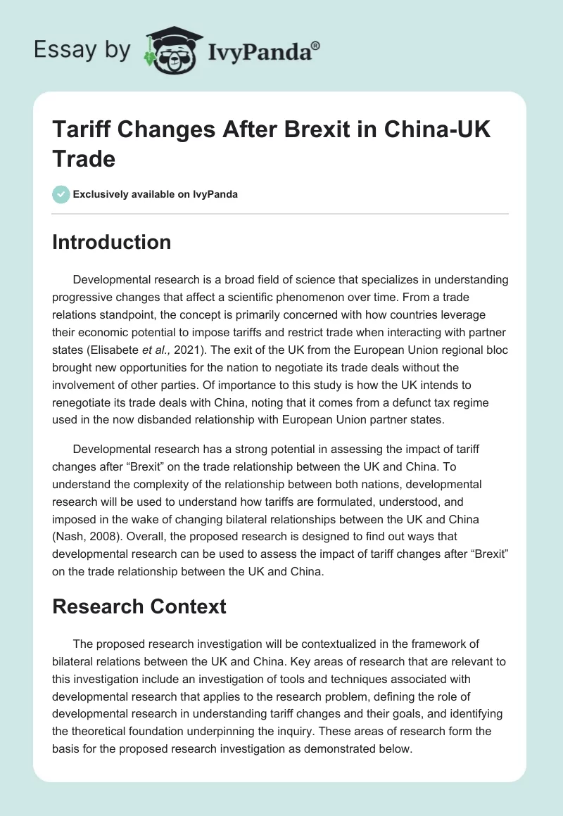 Tariff Changes After Brexit in China-UK Trade. Page 1