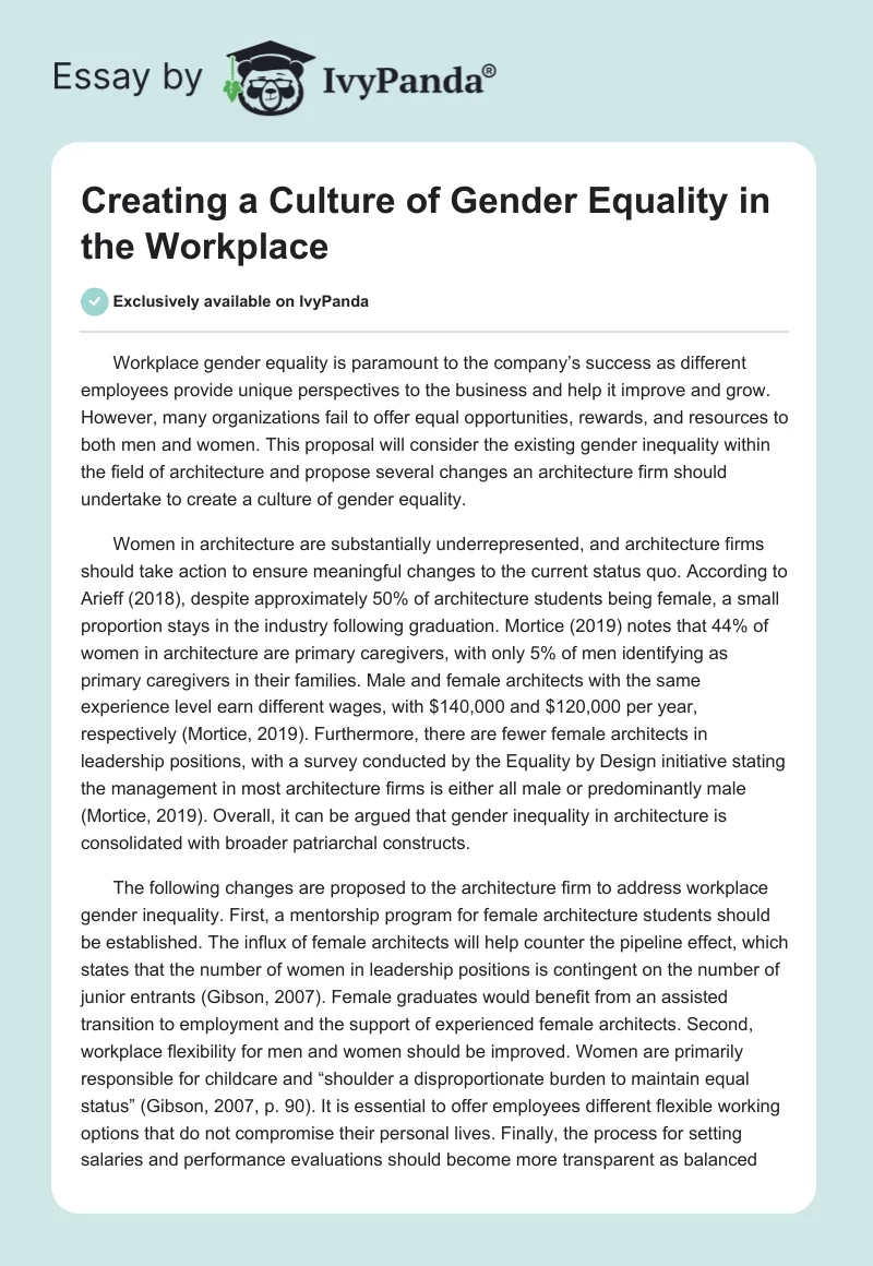 Creating a Culture of Gender Equality in the Workplace. Page 1