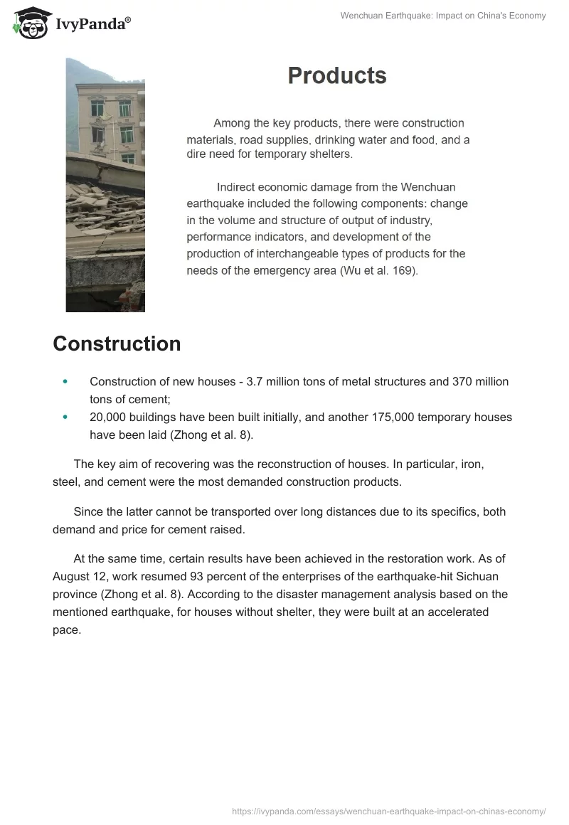 Wenchuan Earthquake: Impact on China's Economy. Page 5