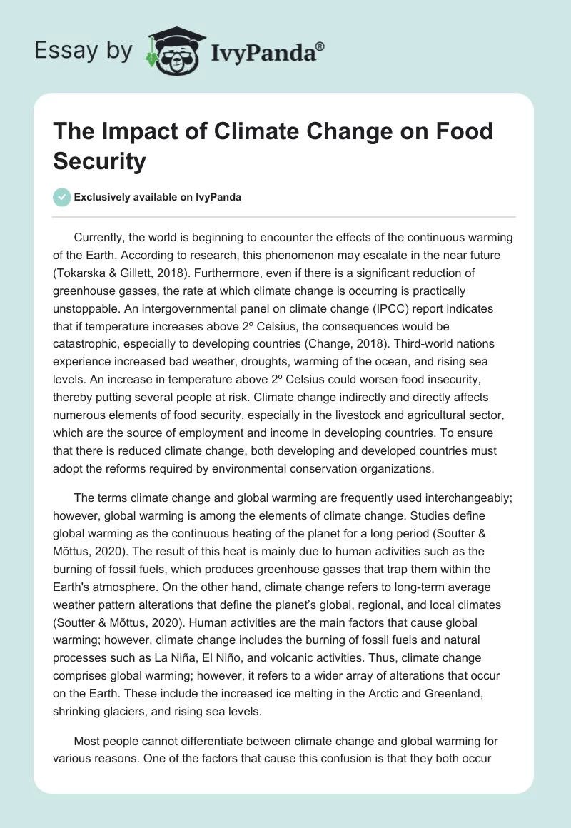 The Impact of Climate Change on Food Security. Page 1