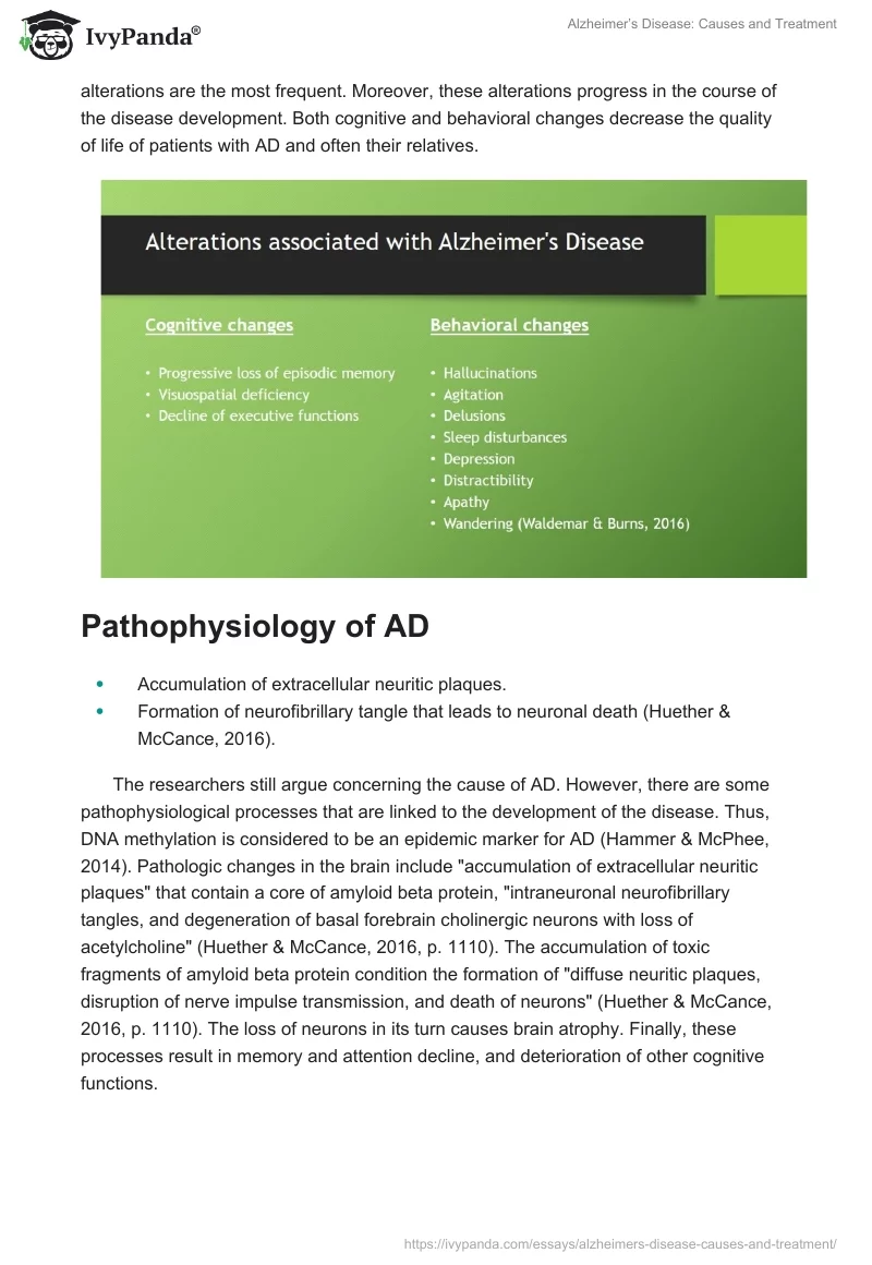 Alzheimer’s Disease: Causes and Treatment. Page 3