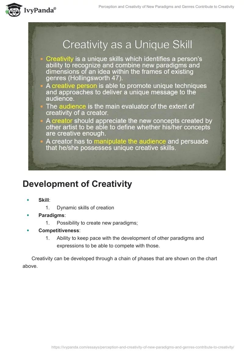 Perception and Creativity of New Paradigms and Genres Contribute to Creativity. Page 4