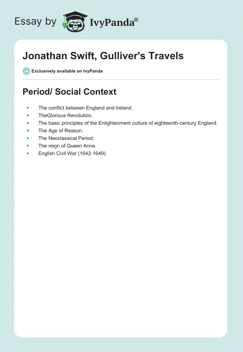 Jonathan Swift, "Gulliver's Travels". Page 1