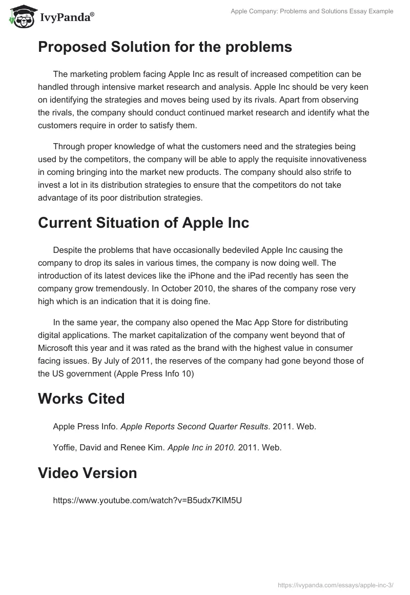 Apple Company: Problems and Solutions Essay Example. Page 3
