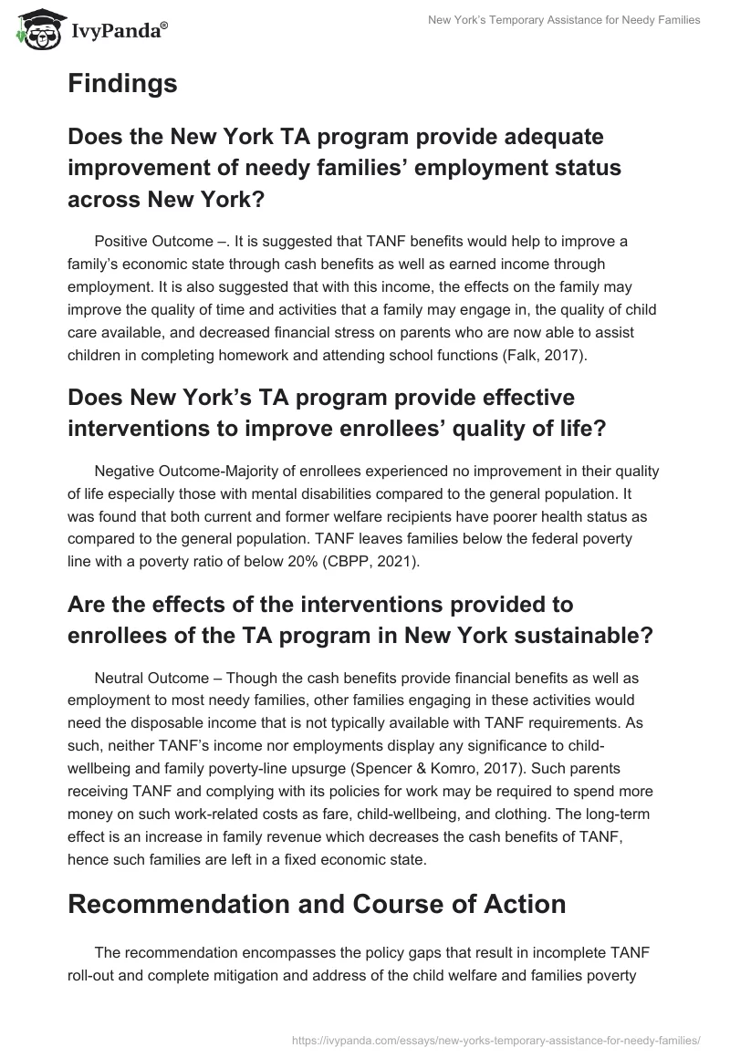 New York’s Temporary Assistance for Needy Families. Page 2