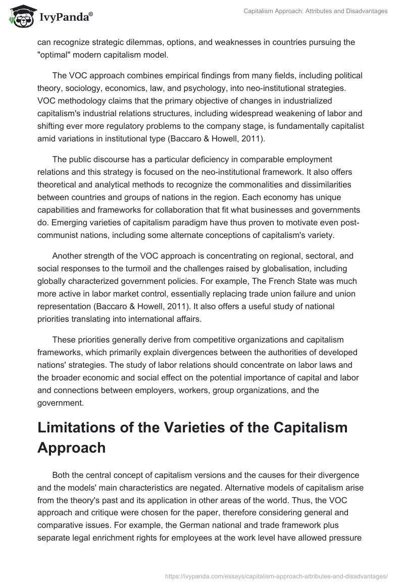Capitalism Approach: Attributes and Disadvantages. Page 2
