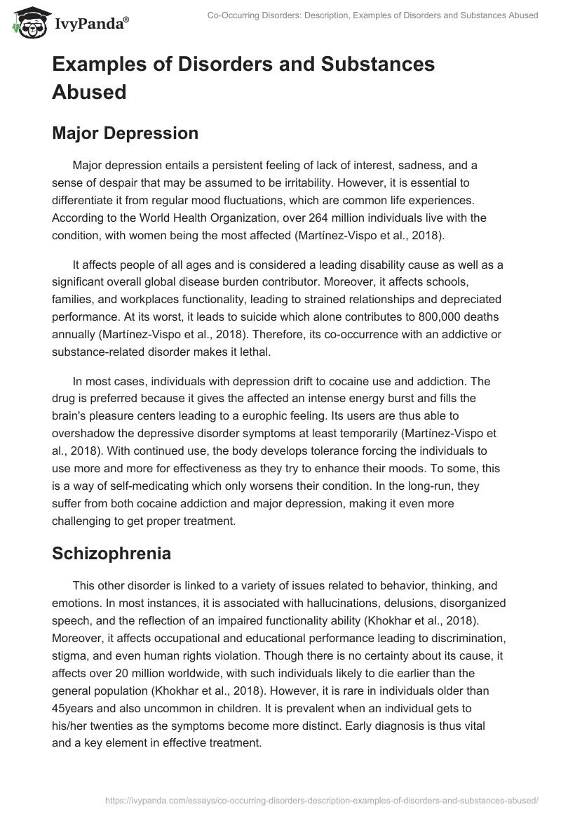 Co-Occurring Disorders: Description, Examples of Disorders and Substances Abused. Page 2